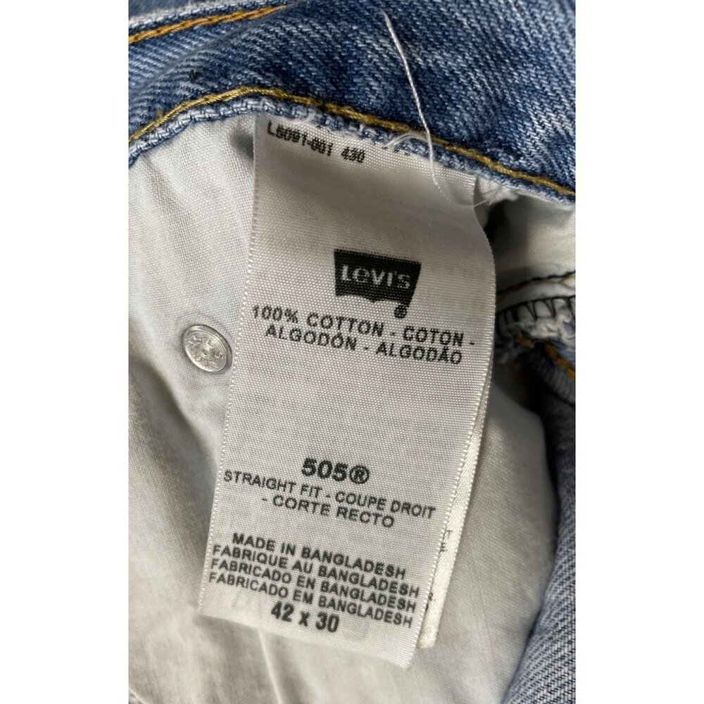 Levi's 505 Straight Fit Straight Leg Blue Denim Jeans Pants Men's 42 x 30 - Picture 8 of 10